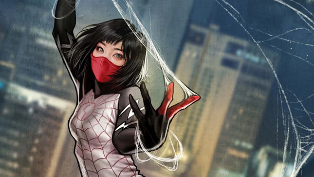 Ein Bild zeigt Silk, wie sie in den Comics erscheint. 